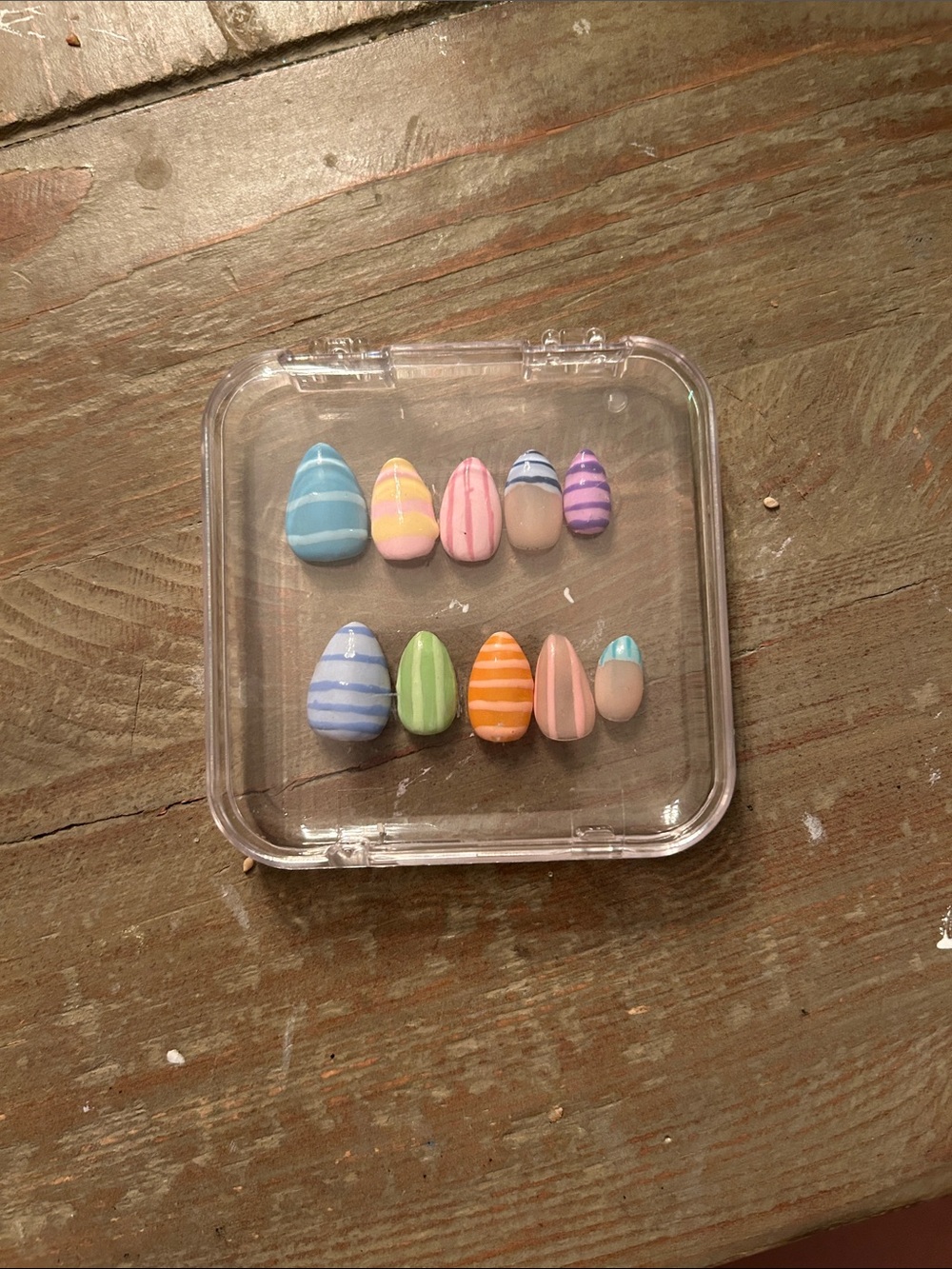 Handmade Striped Pastel Press-On Nail Set